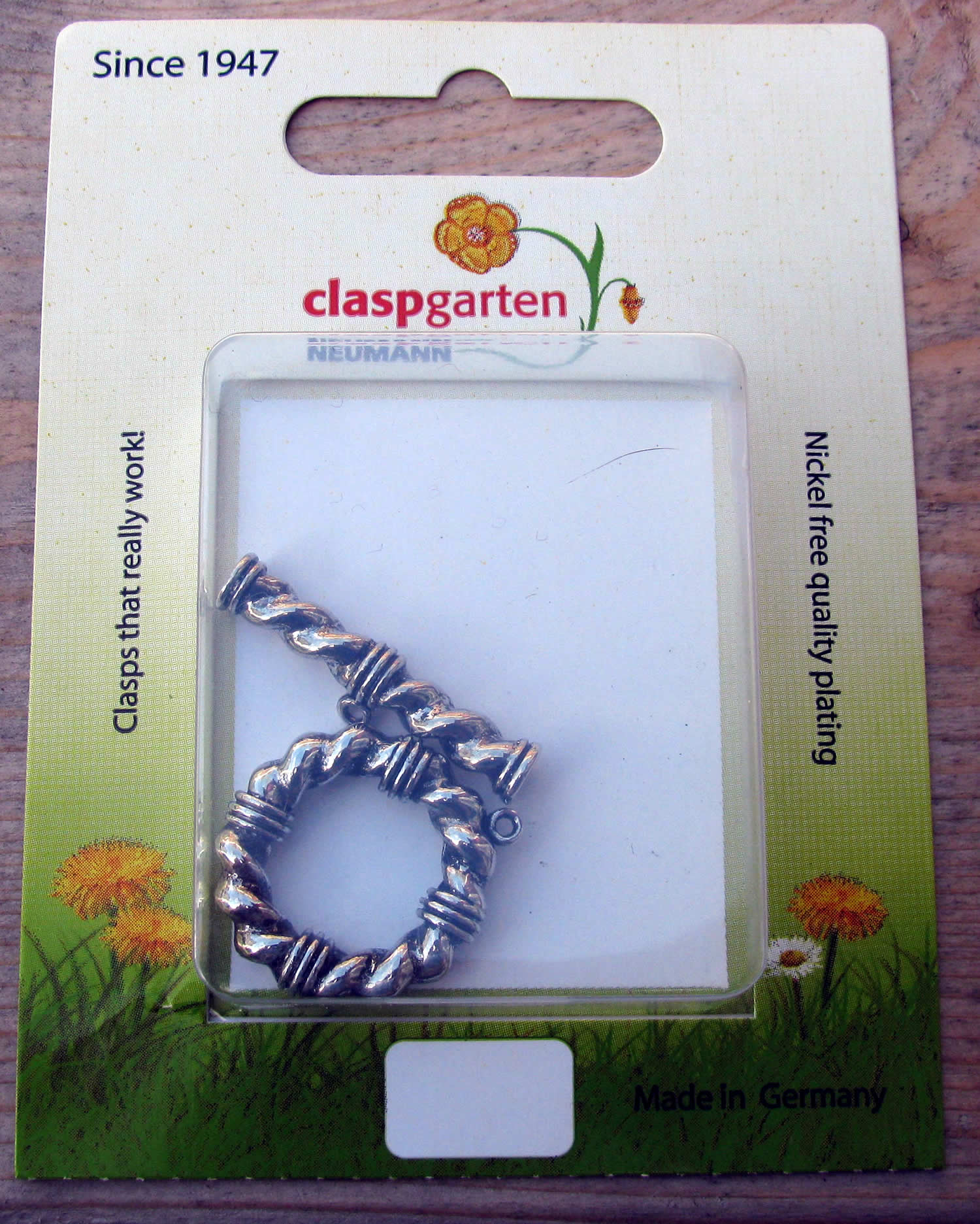 Claspgarten Stavlås - Snurrad Rund, Silverfärgad, 24mm, 1 Set Claspgarten