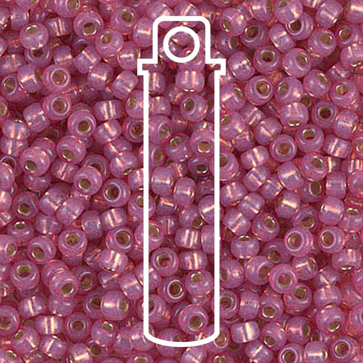 Miyuki Seed Beads - Silverlined Alabaster Dyed Dark Rose 8/0, 22 gram