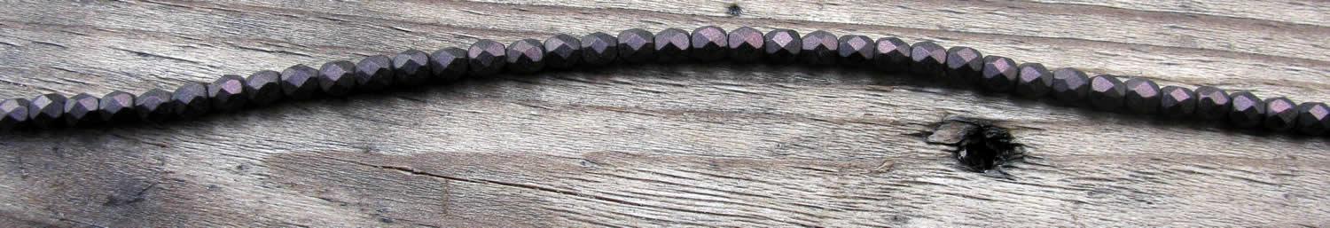 Tjeckiska Firepolish - Polychrome Purple Bronze 4 mm, 1 sträng Hilmas Pyssel