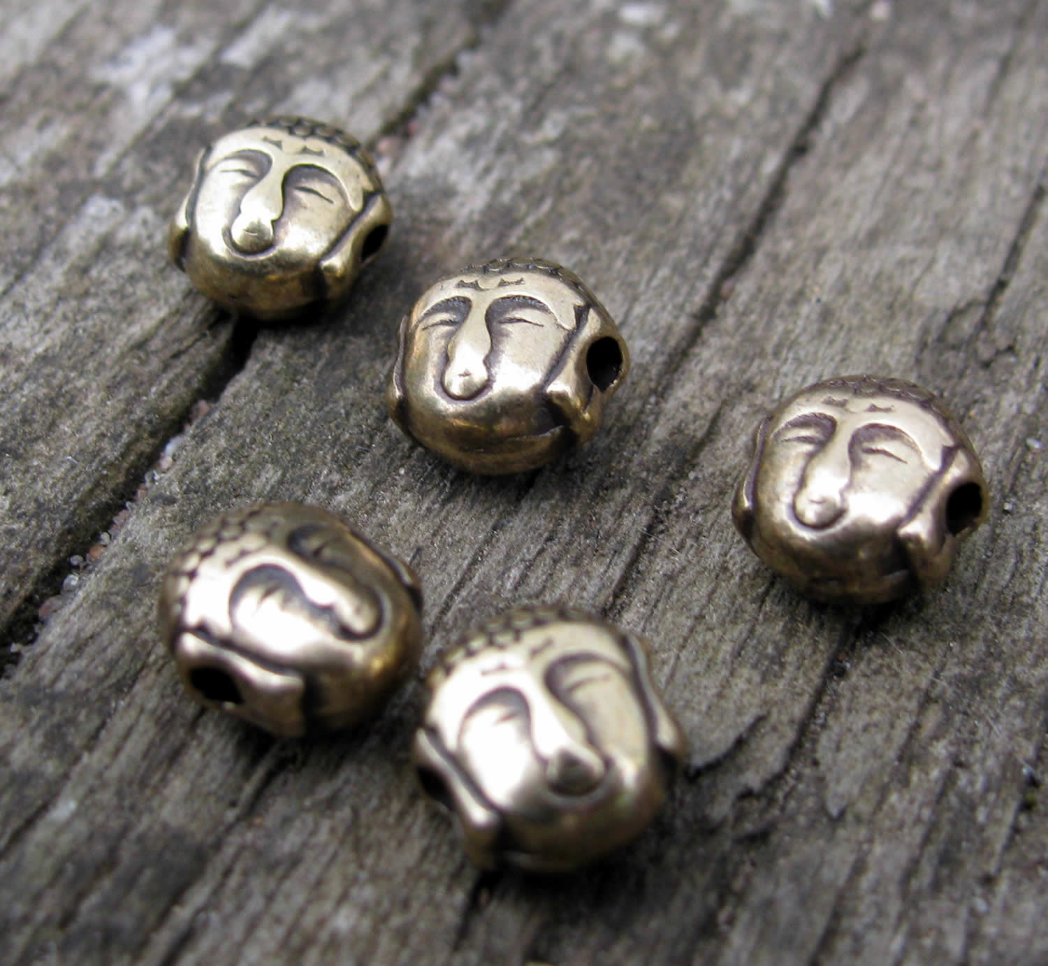 Mellandel Bronsfärgad - Buddha Huvud 7x5,2mm - 5-pack Grekisk Metall