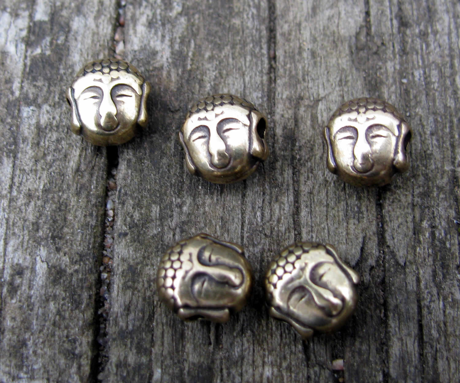 Mellandel Bronsfärgad - Buddha Huvud 7x5,2mm - 5-pack Grekisk Metall