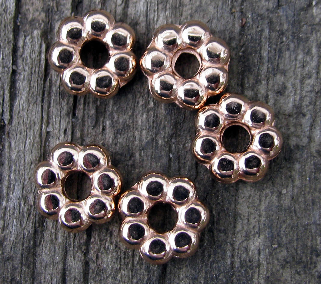 Mellandel Roséguld färgad - Stor Daisy 8,5mm 5-pack Grekisk Metall