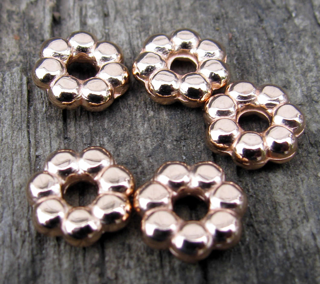 Mellandel Roséguld färgad - Stor Daisy 8,5mm 5-pack Grekisk Metall