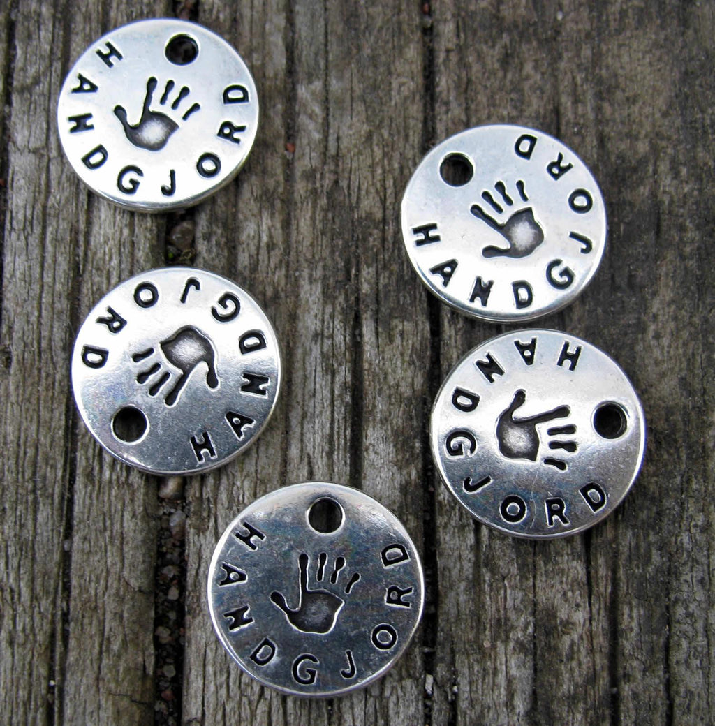 Berlock Silverpläterad - Rund 'Handgjord' 13mm, 5-pack Grekisk Metall