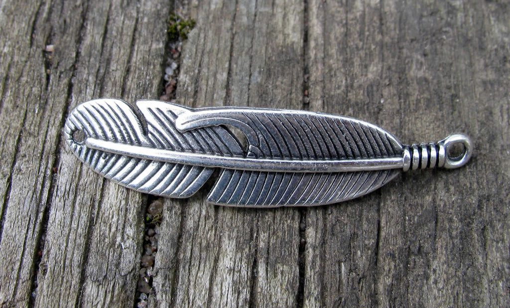 Connector Silverfärgad - Fjäder 41x11mm, 1 styck Grekisk Metall