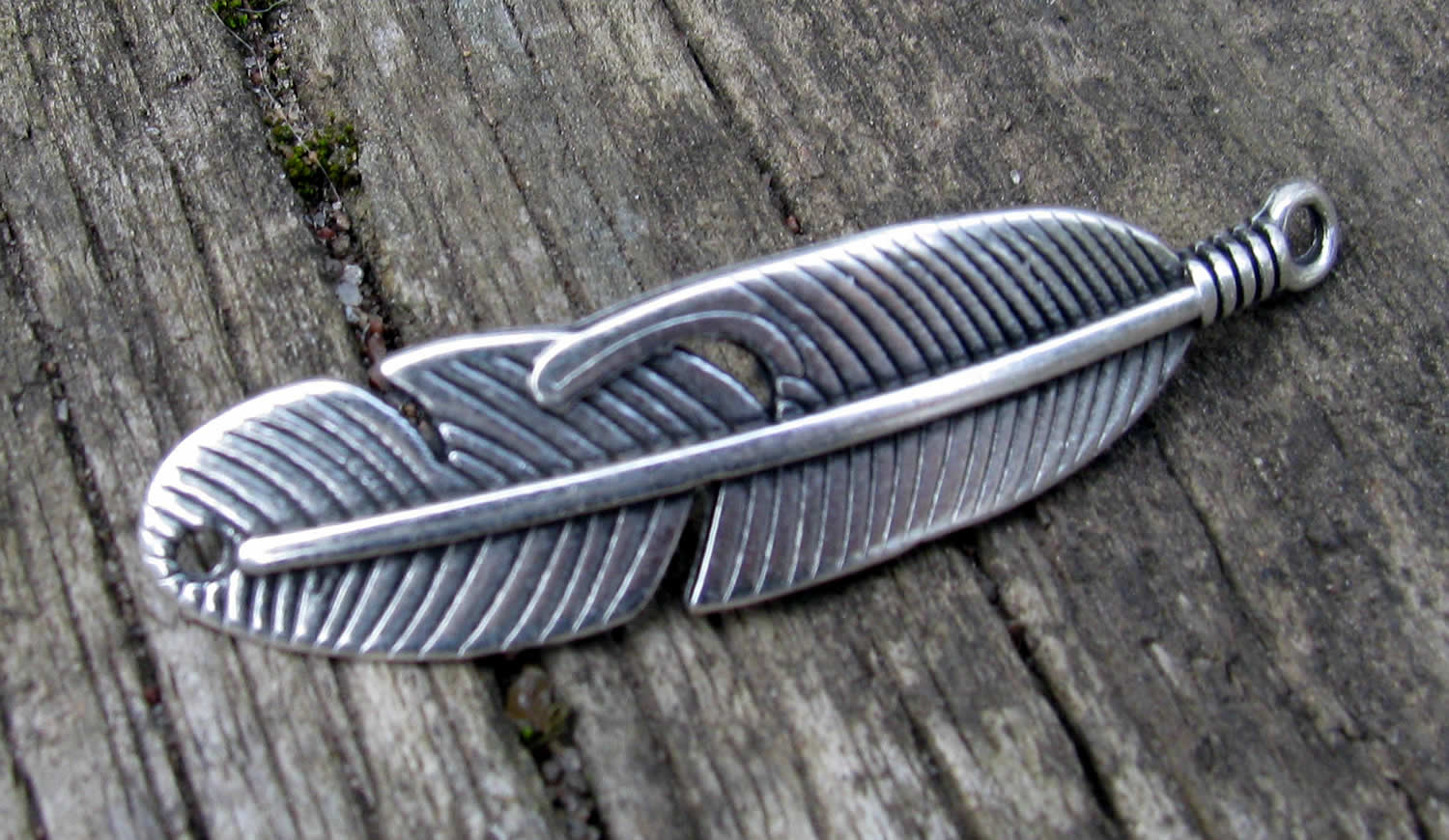 Connector Silverfärgad - Fjäder 41x11mm, 1 styck Grekisk Metall