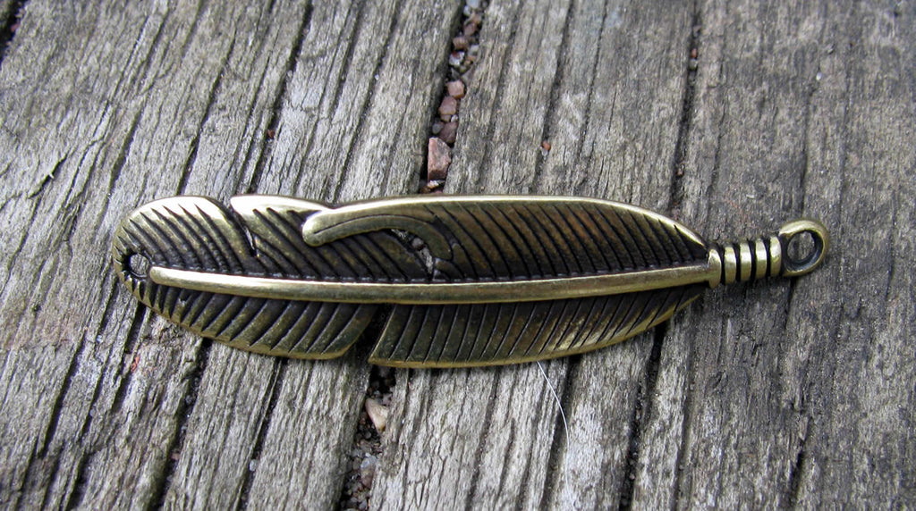 Connector Bronsfärgad - Fjäder 41x11mm 1 styck Grekisk Metall