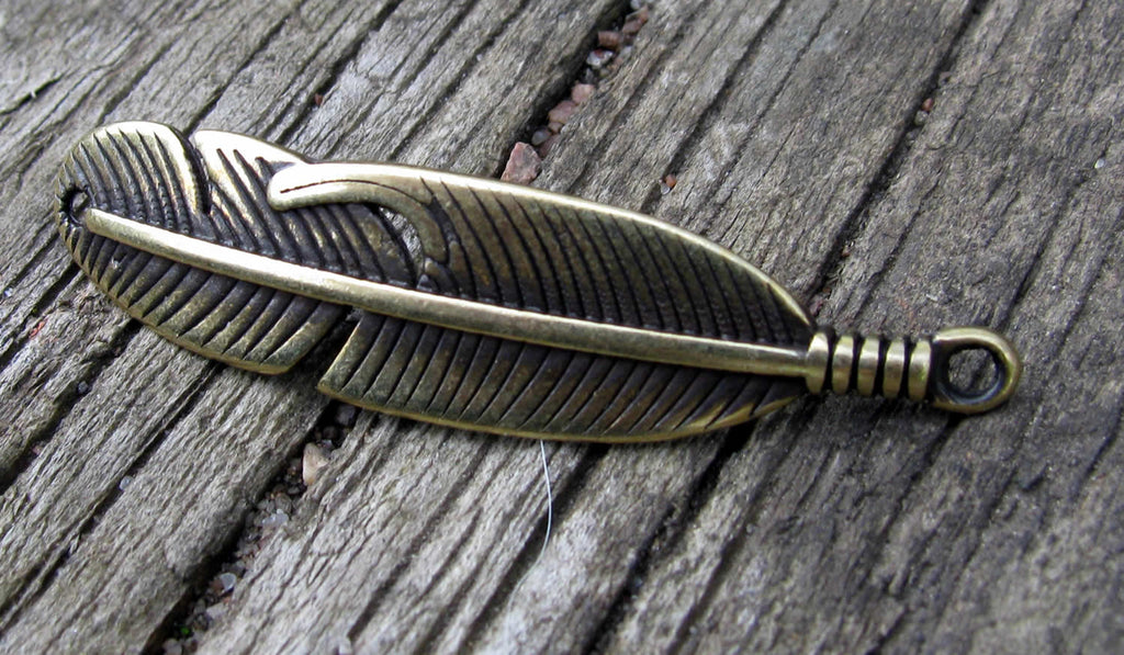 Connector Bronsfärgad - Fjäder 41x11mm 1 styck Grekisk Metall