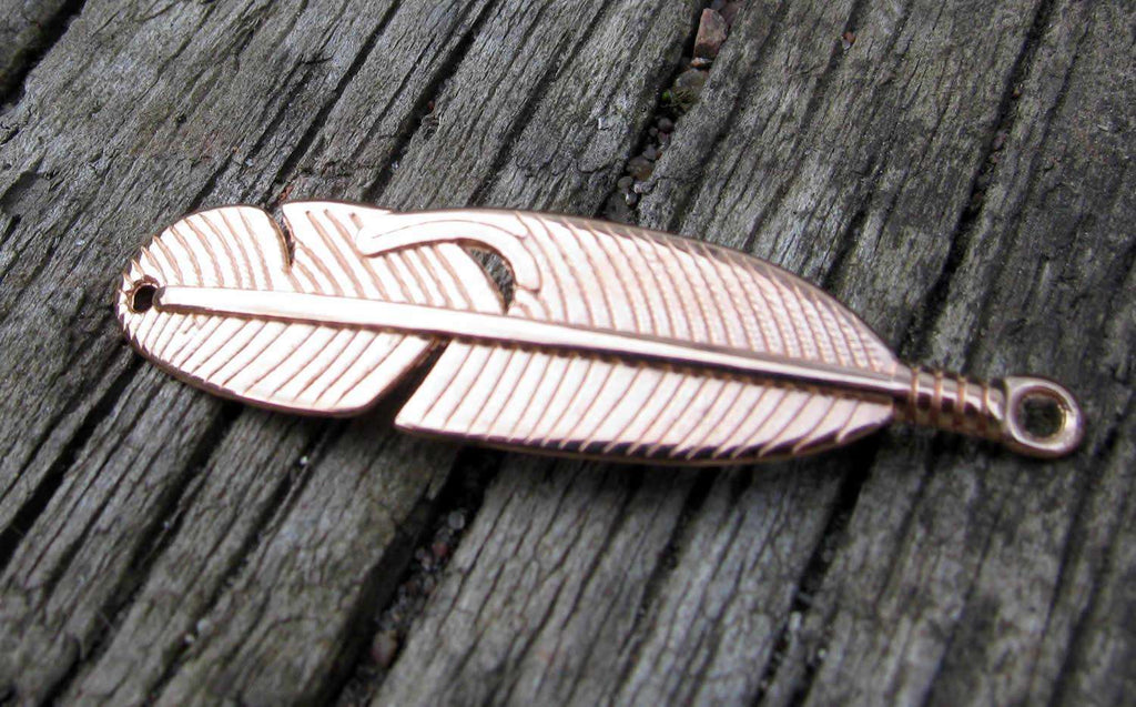 Connector Roséguld färgad - Fjäder 41x11mm 1 styck Grekisk Metall