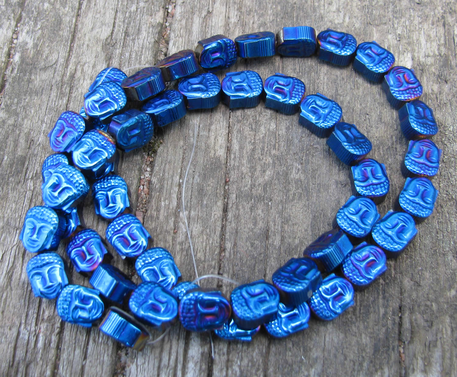 Hematit - Buddha-huvud 8x7mm Blå 1 sträng Hilmas Pyssel