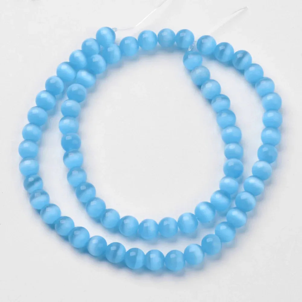 Cat's eye pärlor - Rund Turkos 6mm, 1 sträng Hilmas Pyssel