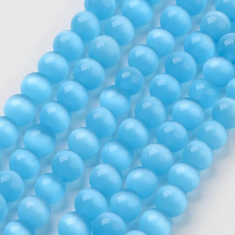 Cat's eye pärlor - Rund Turkos 6mm, 1 sträng Hilmas Pyssel