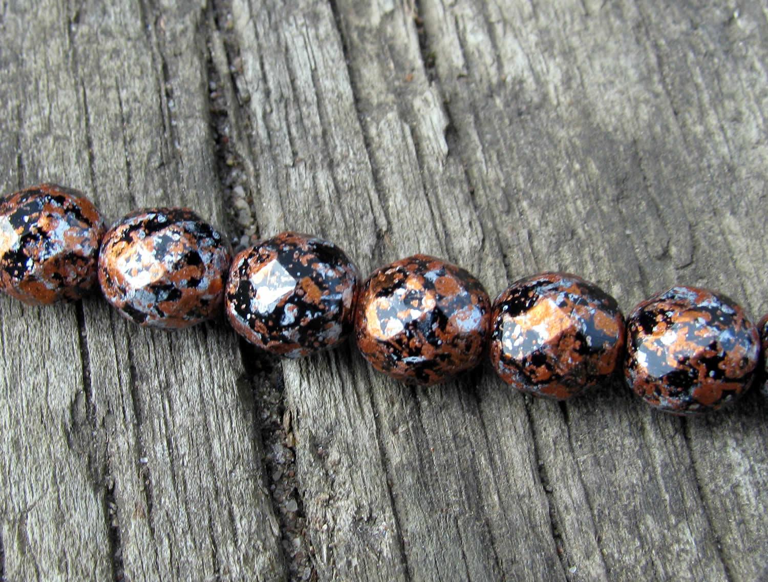 Tjeckiska Firepolish - Tweedy Light Copper 8mm, 1 sträng Hilmas Pyssel