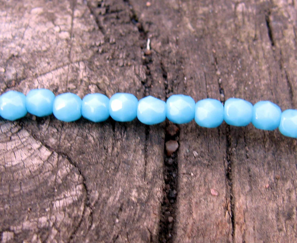 Tjeckiska Firepolish - Turquoise Blue 3 mm, 50-pack Hilmas Pyssel