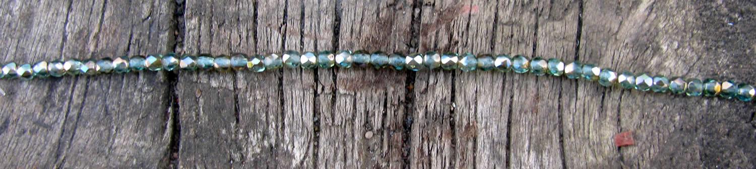 Tjeckiska Firepolish - Aqua Celsian 3 mm, 1 sträng Hilmas Pyssel