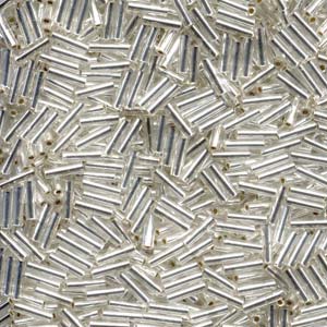 Miyuki Bugle beads- Silver Lined Crystal 6 mm, 10 gram Miyuki