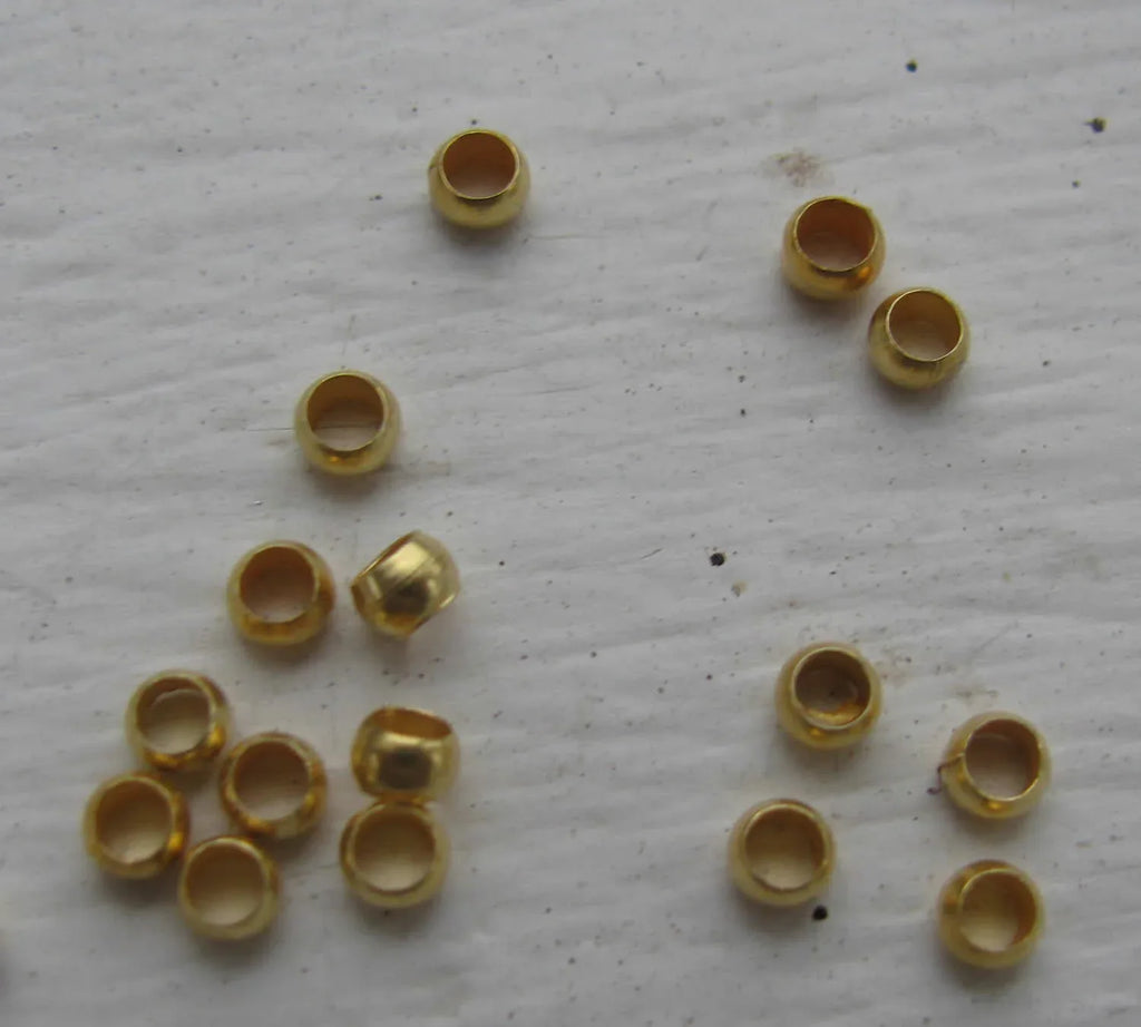 Klämpärlor - Guldfärgade 3 mm, 50-pack Grekisk Metall