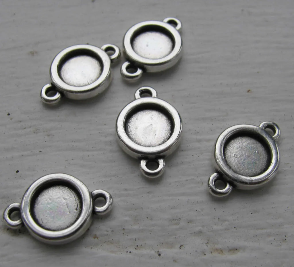 Ramberlock / Connector Silverfärgad - Enkel Rund 7mm, 5-pack Grekisk Metall