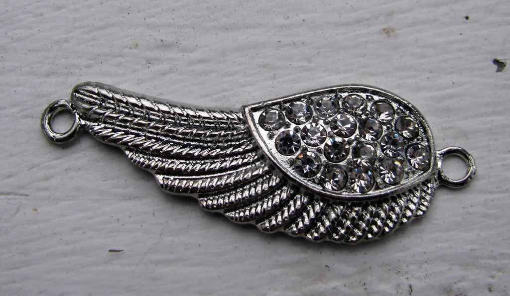 Connector silverfärgad - Vinge med strass 47x17mm 1 styck Grekisk Metall