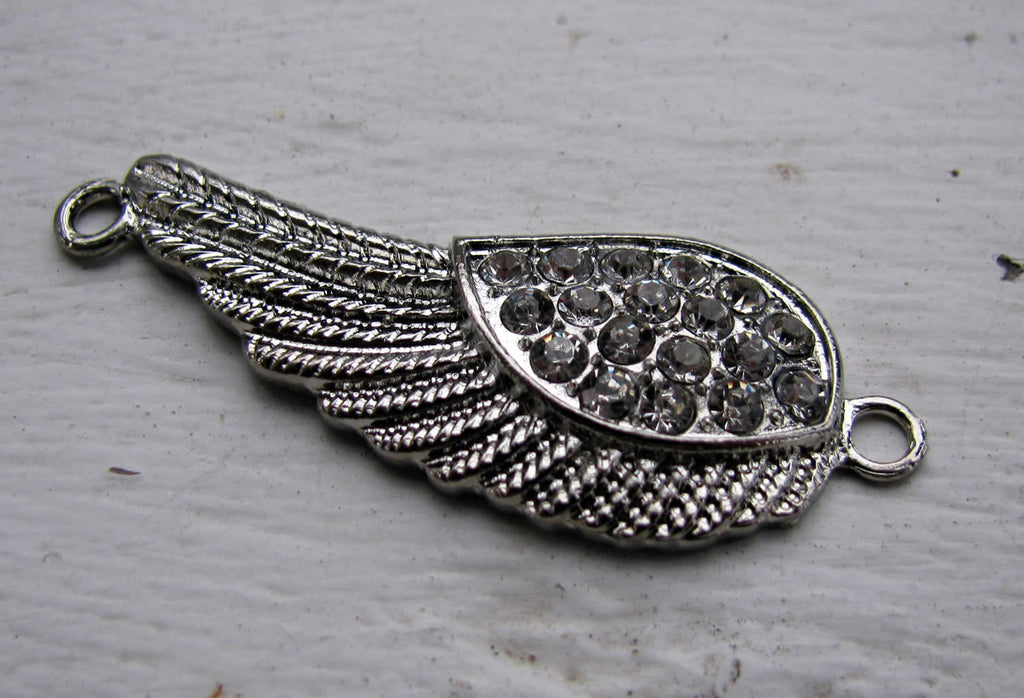 Connector silverfärgad - Vinge med strass 47x17mm 1 styck Grekisk Metall