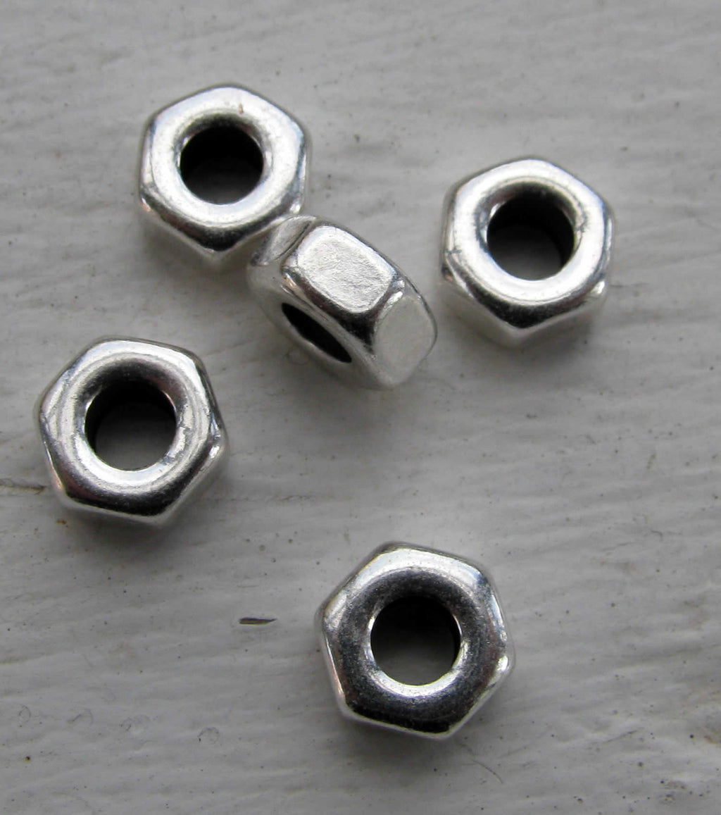Mellandel Silverfärgad - Mutter 8x4mm 5-pack Grekisk Metall