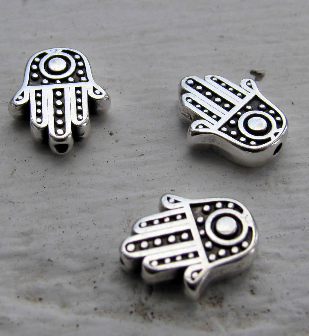 Mellandel silverfärgad - Hamsa hand 12x10mm 3-pack Grekisk Metall