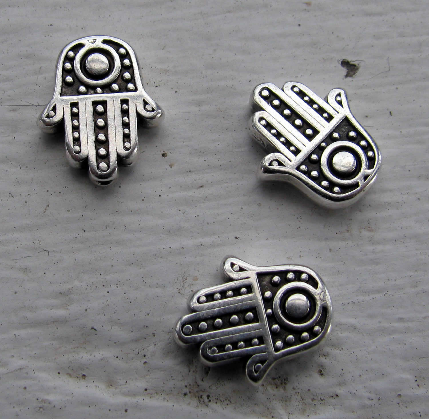 Mellandel silverfärgad - Hamsa hand 12x10mm 3-pack Grekisk Metall