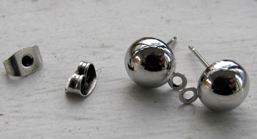 Örstickare silverfärgad - Kula med ögla, 8mm, 2-pack Grekisk Metall