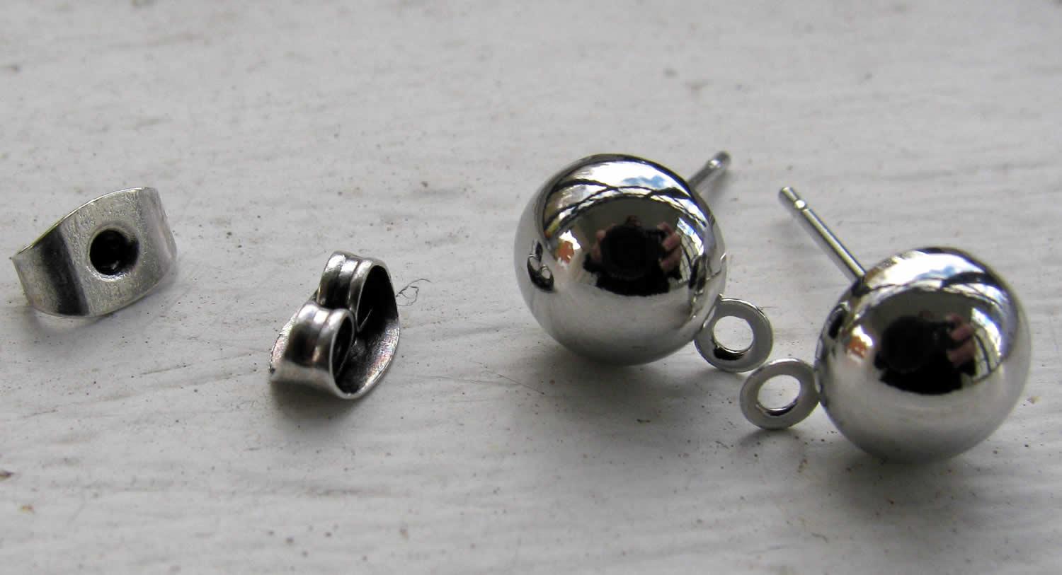 Örstickare silverfärgad - Kula med ögla, 8mm, 2-pack Grekisk Metall