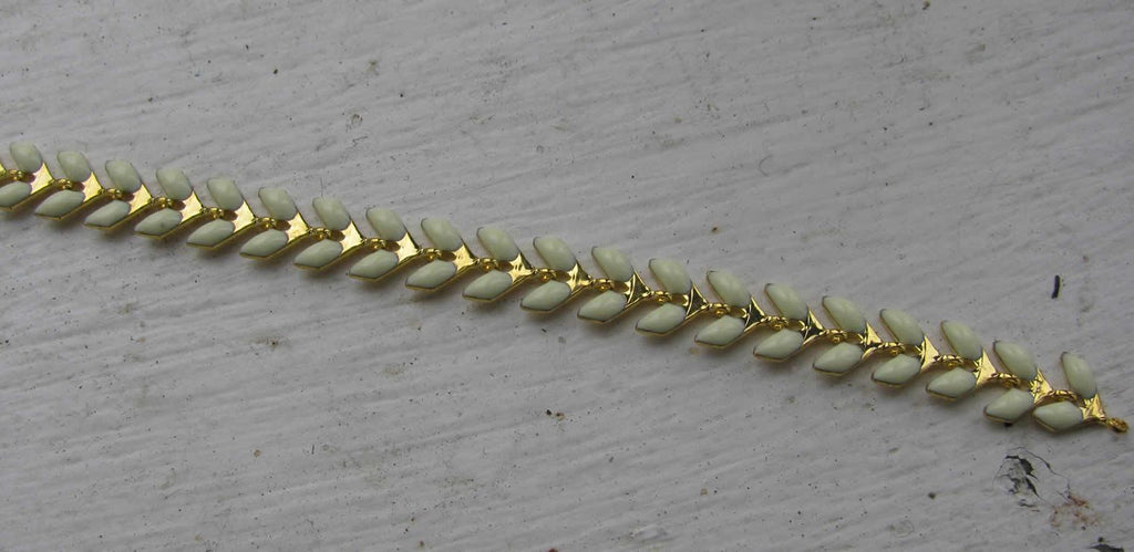 Emaljkedja Guldfärgad - Fiskbenskedja Vit 6,2mm, 20 cm Grekisk Metall