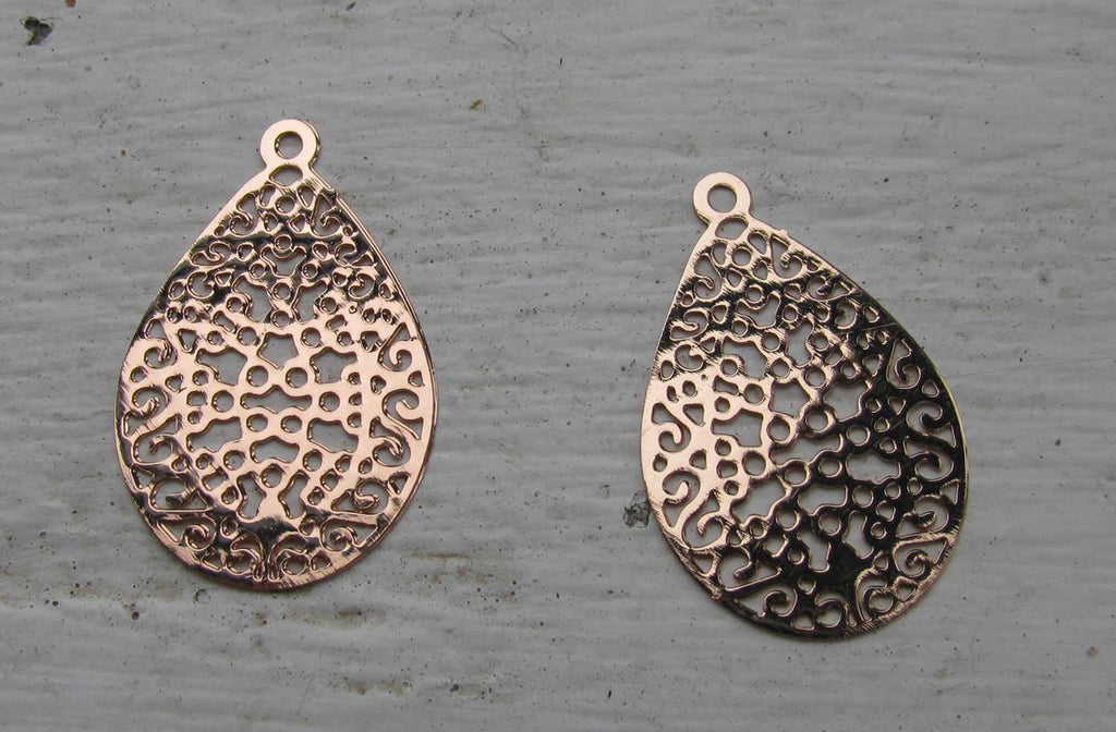 Berlock Roséguldfärgad - Droppe 24x16mm, 2 pack Grekisk Metall