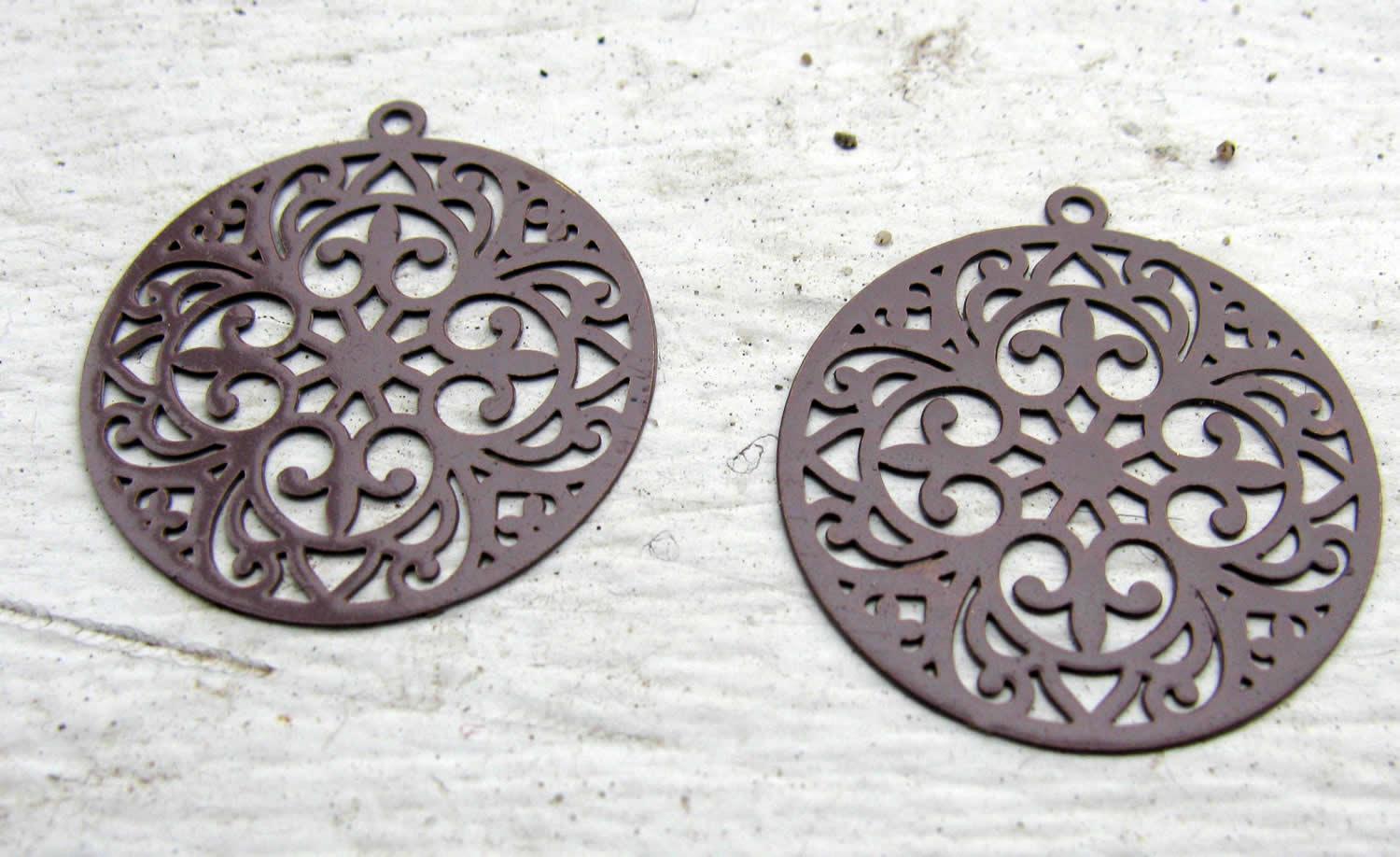 Berlock Brun - Mandala 20mm, 2 pack Grekisk Metall