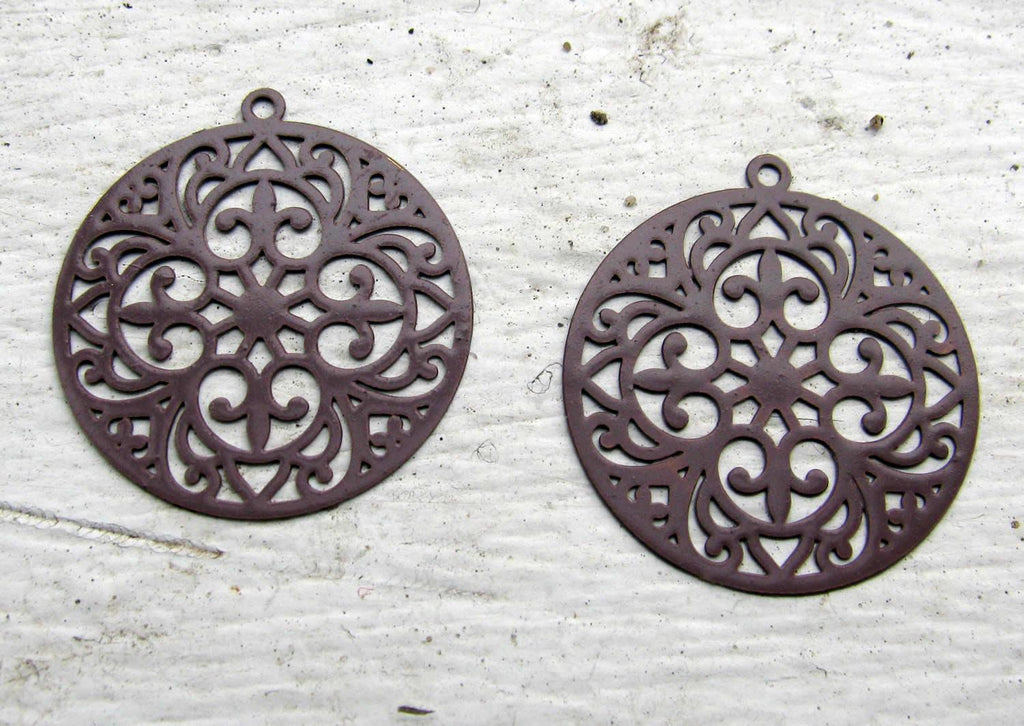 Berlock Brun - Mandala 20mm, 2 pack Grekisk Metall