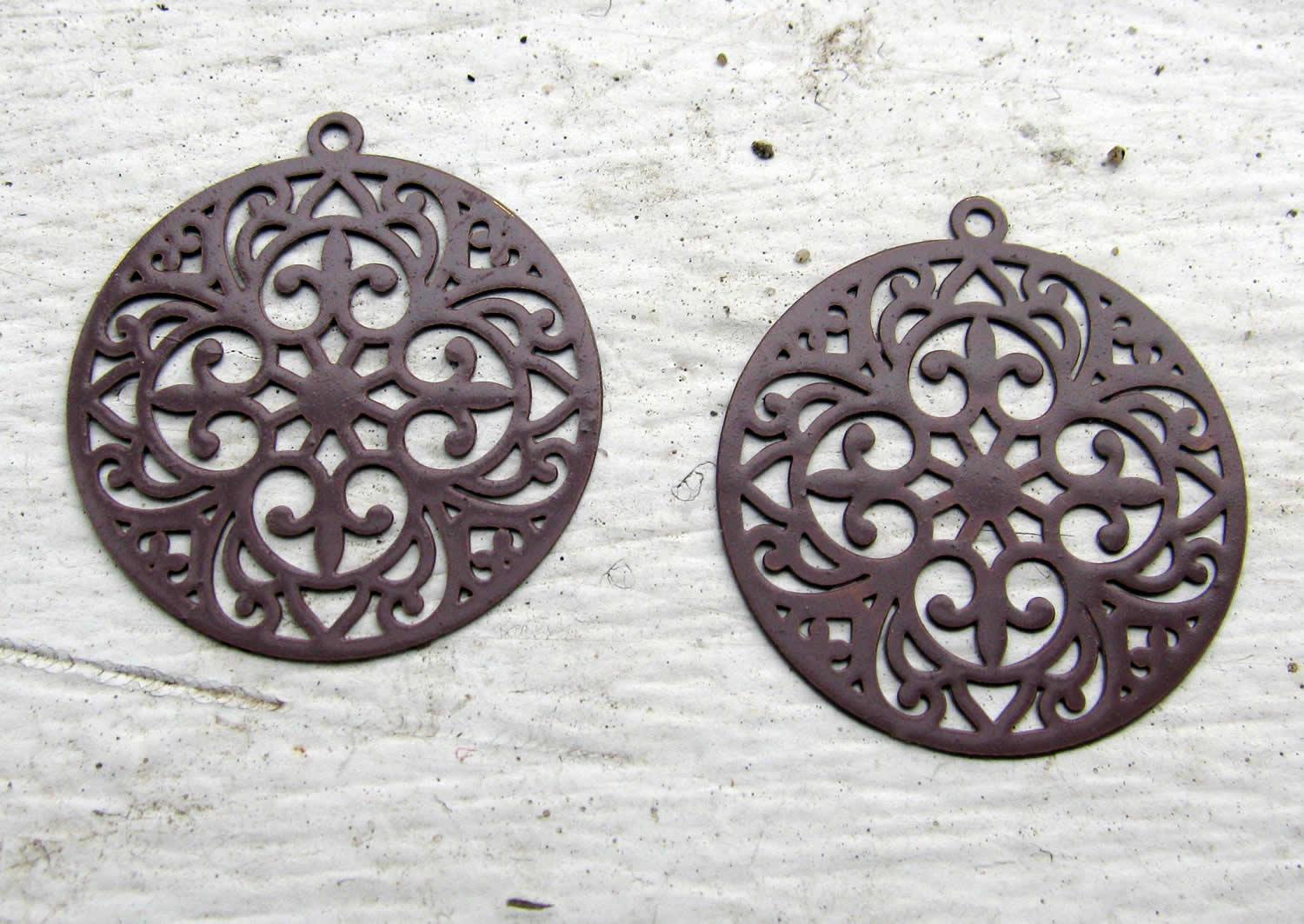 Berlock Brun - Mandala 20mm, 2 pack Grekisk Metall