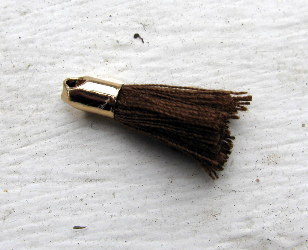 Bomullstofs - Brun / Guld 18mm 1 styck Grekisk Metall