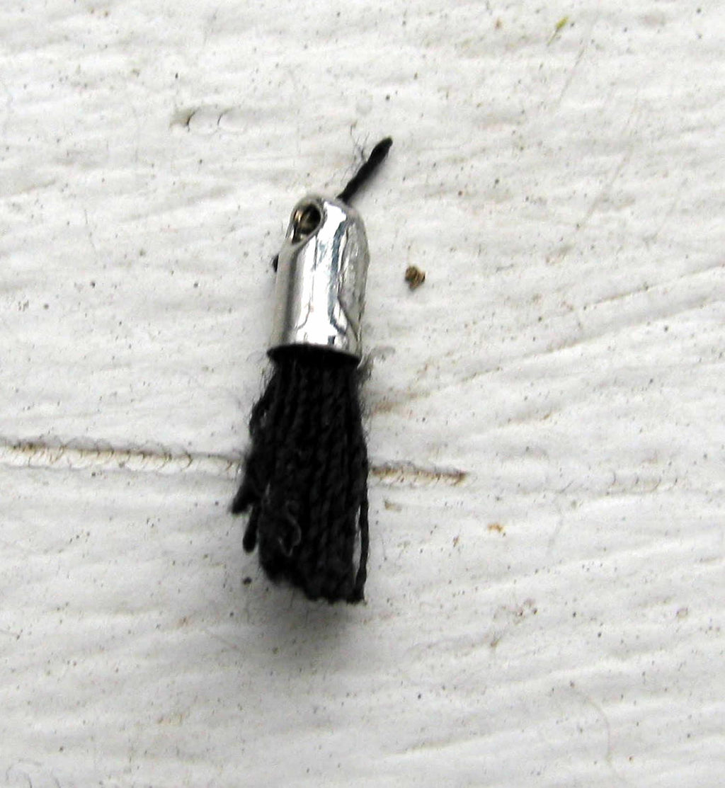 Bomullstofs Mini - Svart/Silver 12mm - 1 styck Grekisk Metall