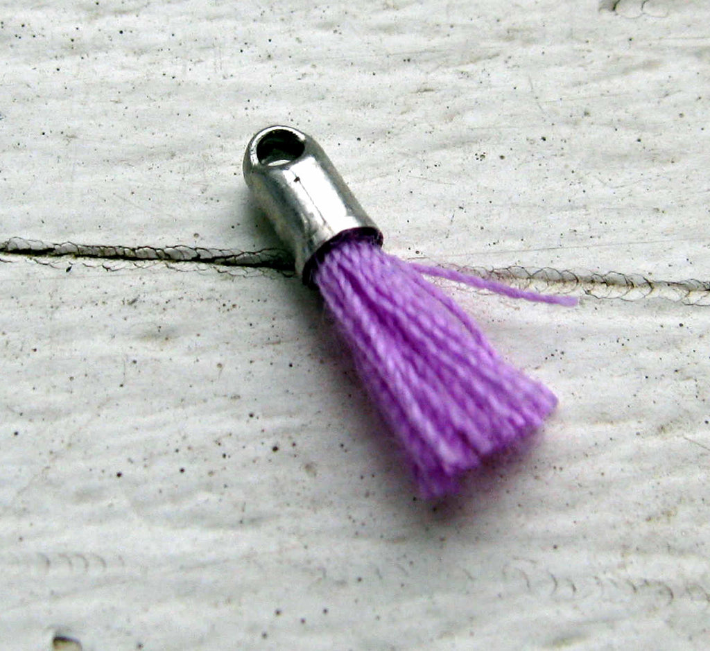 Bomullstofs - Mini Lila / Silver 12mm 1 styck Grekisk Metall