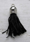 Hänge tassel silver - Svart 40mm, 1 styck Hilmas Pyssel