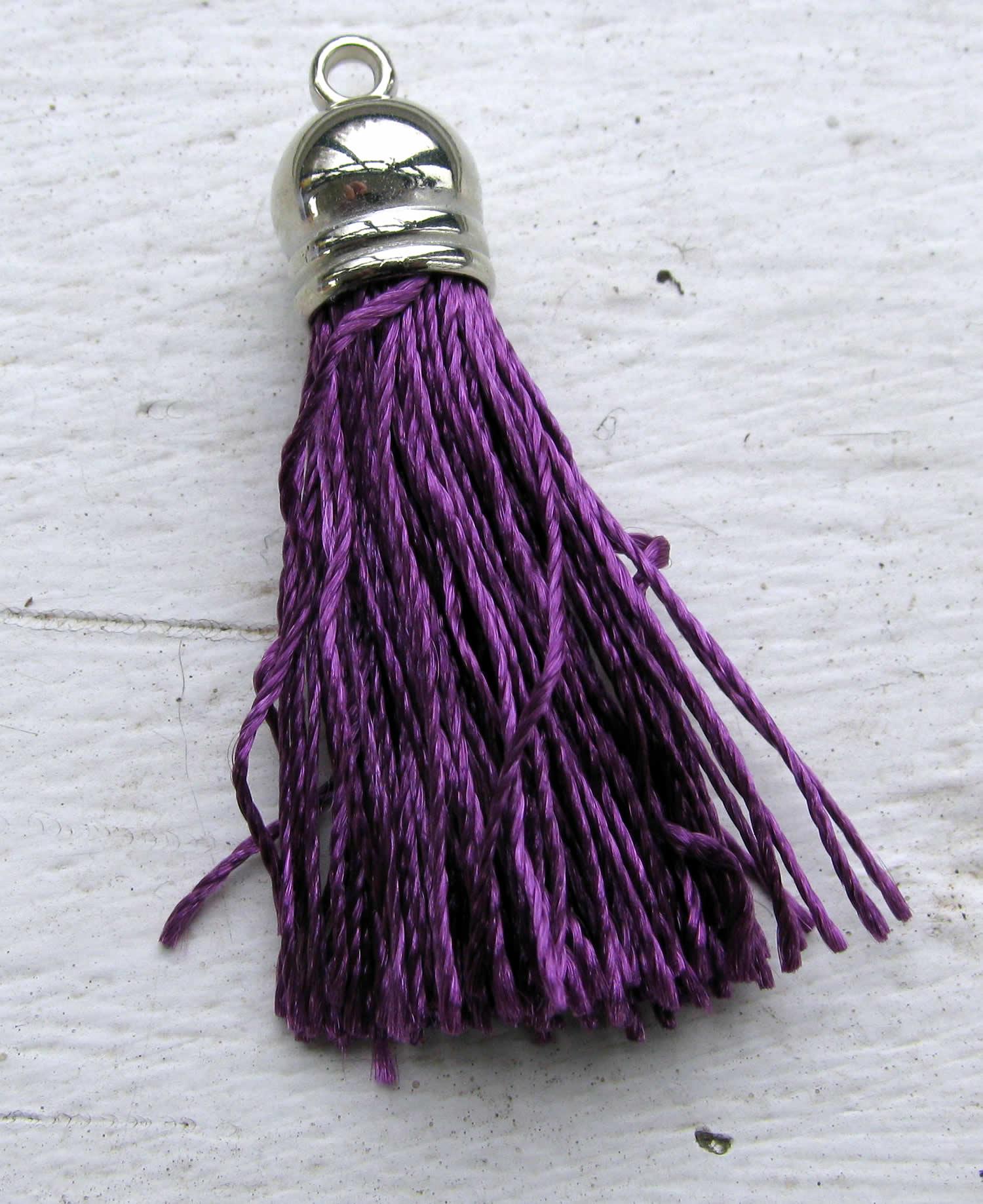Hänge tassel silver - Trådar, Mörklila 40mm 1 styck Hilmas Pyssel
