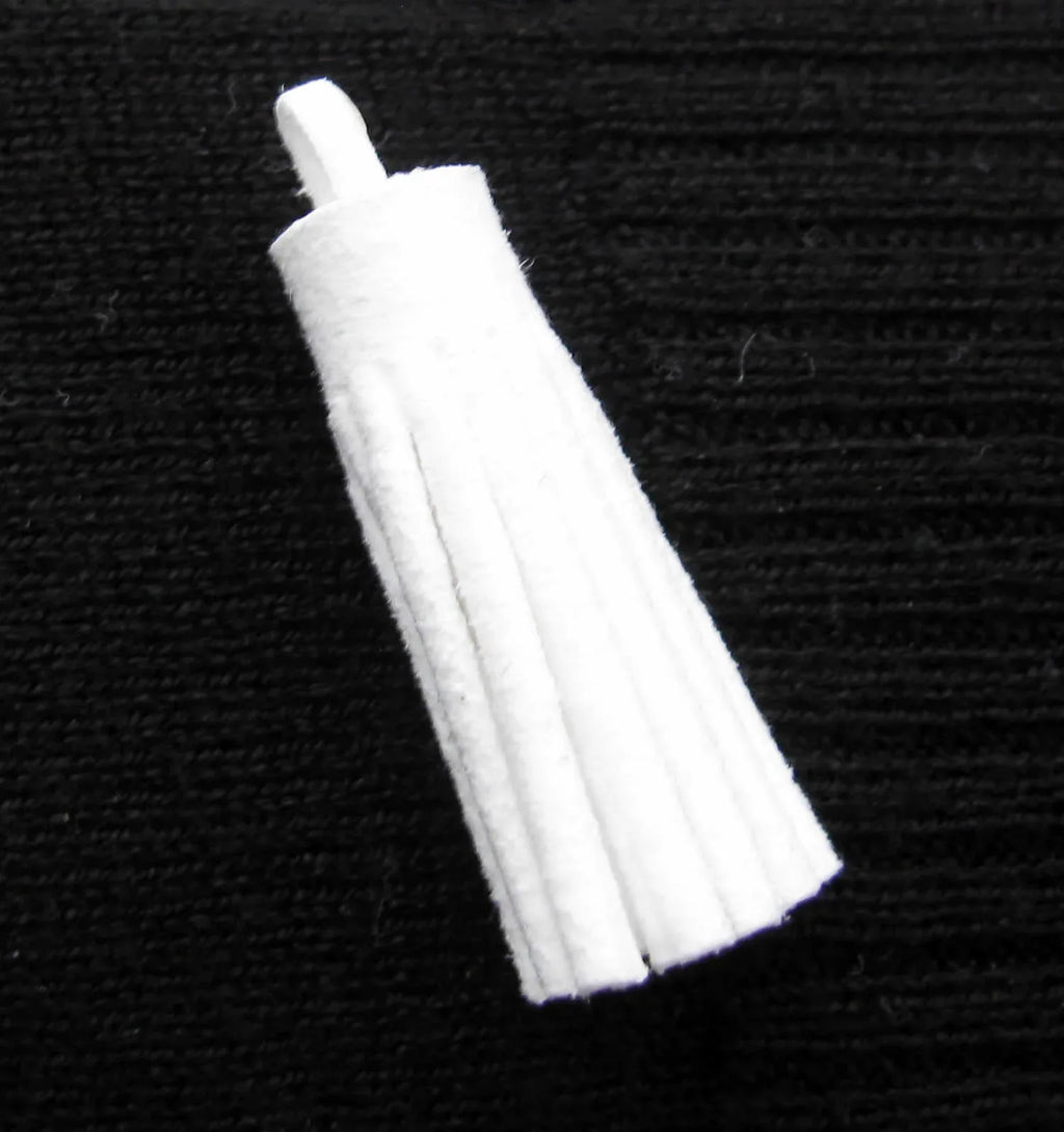 Hänge tassel - Moccaimitation, Vit 30mm, 1 styck Hilmas Pyssel