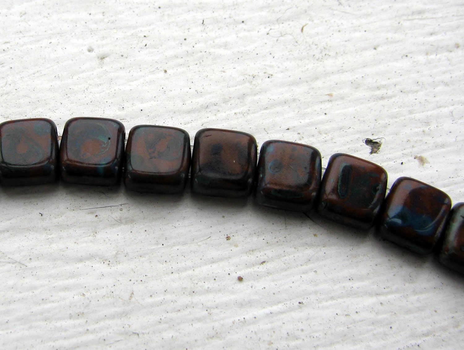 CzechMates Tile Beads - Picasso Umber, 25-pack CzechMates