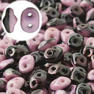 SuperDuo Duets - Black / White Lilac Luster 10 gram Matubo