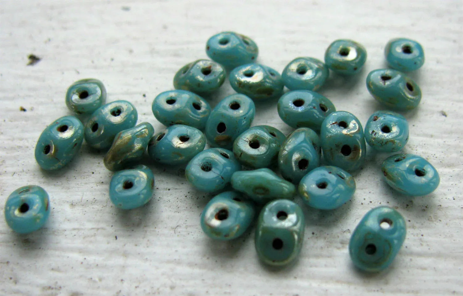 SuperDuo - Turquoise Blue Picasso, 10 gram Matubo