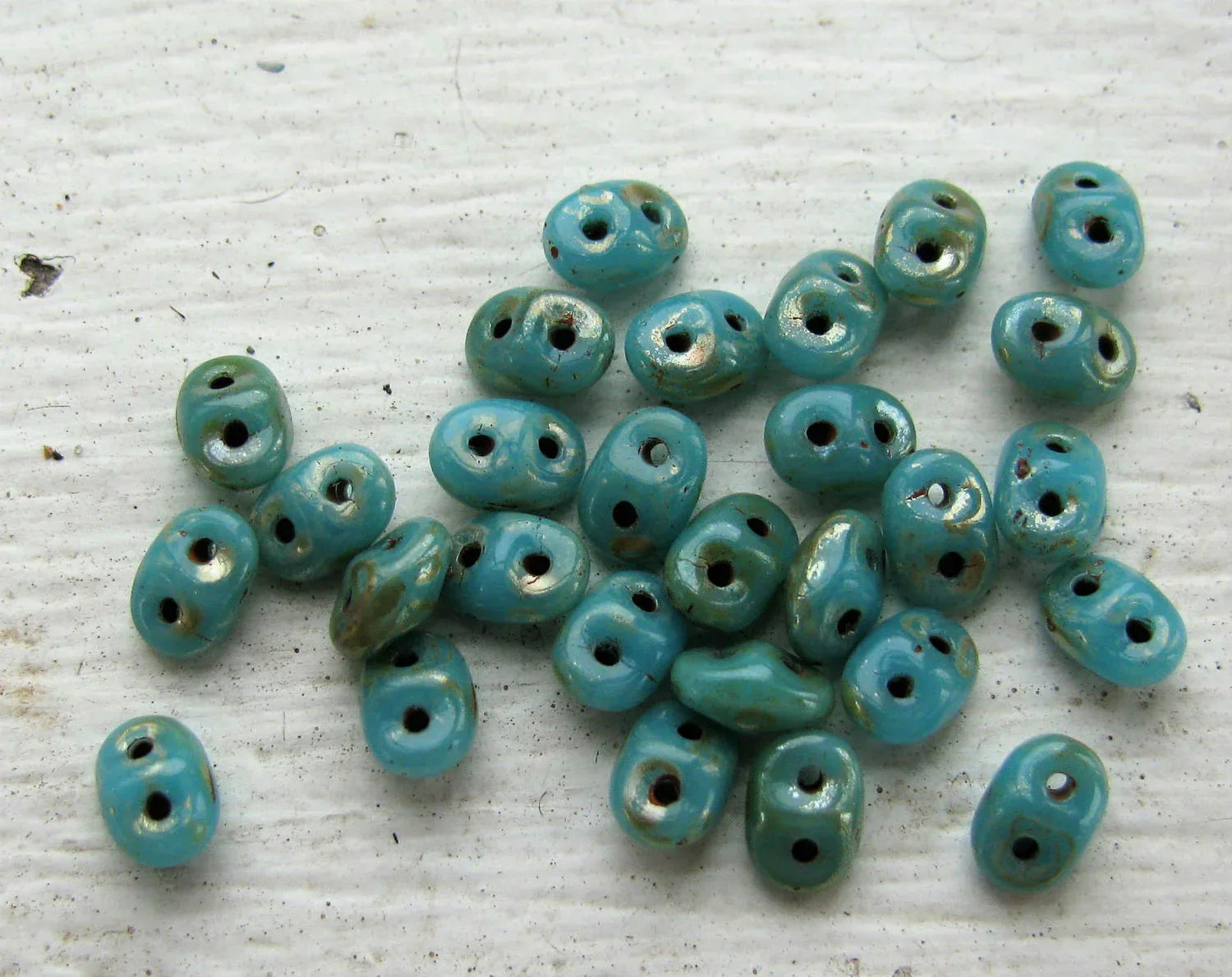 SuperDuo - Turquoise Blue Picasso, 10 gram Matubo