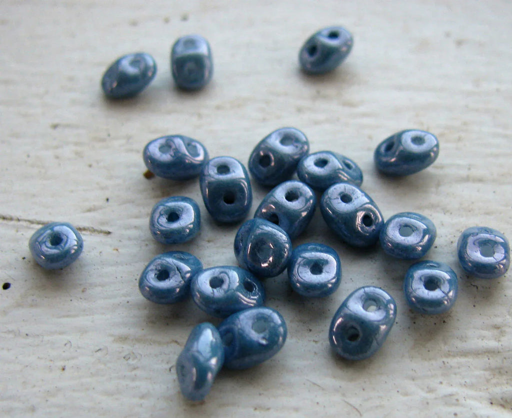 SuperDuo - Opaque Blue Ceramic Look, 10 gram Matubo