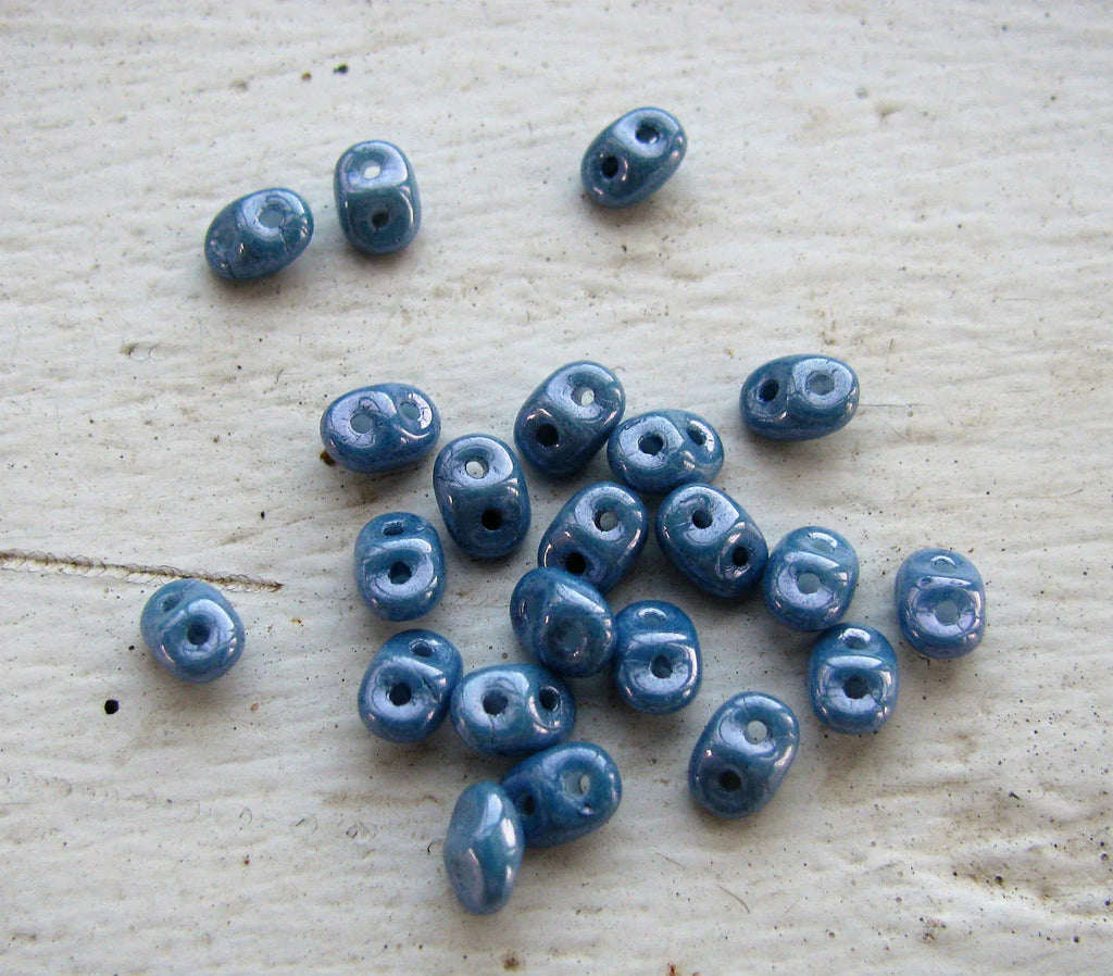 SuperDuo - Opaque Blue Ceramic Look, 10 gram Matubo