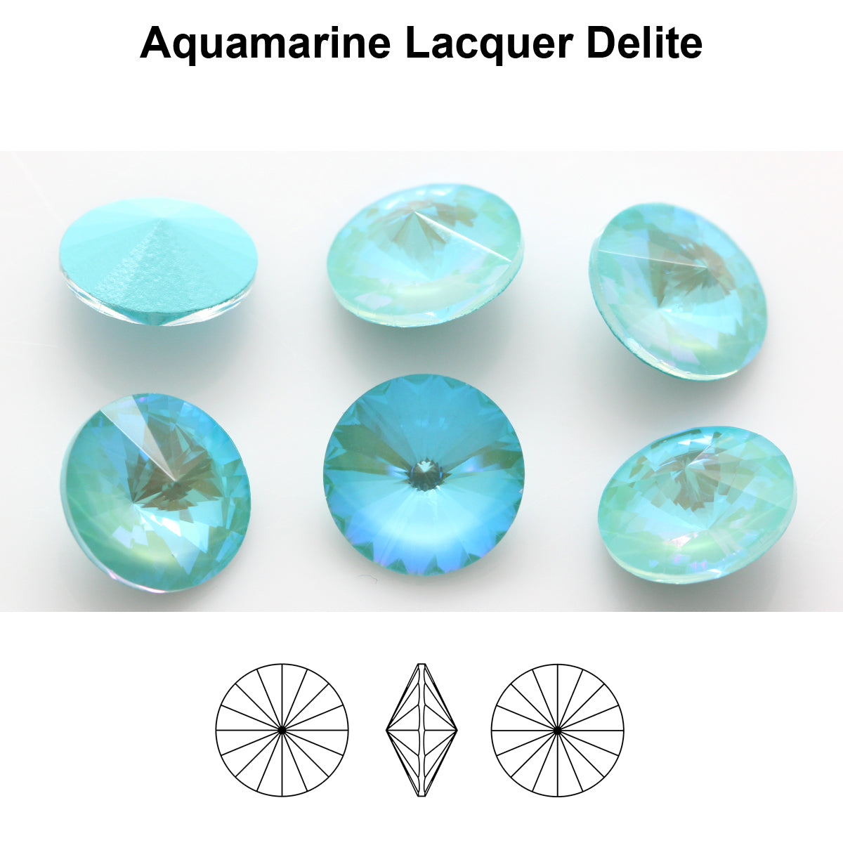 Aurea Crystals A1122 Rivoli – Aquamarine Lacquer DeLite, 18 mm, 1 styck