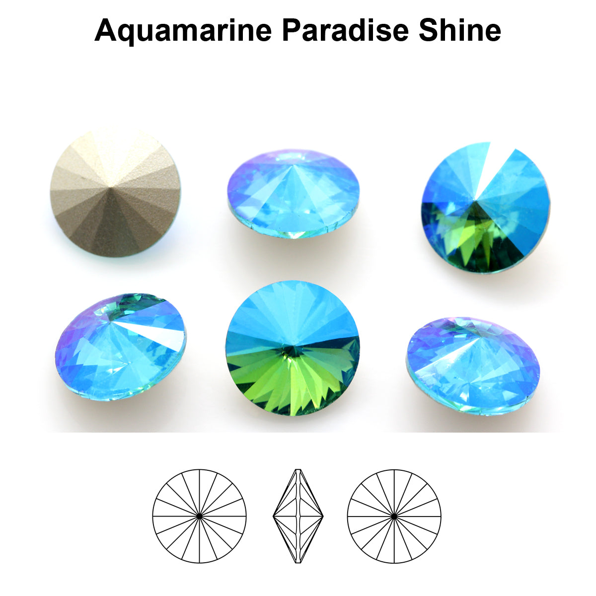 Aurea Crystals A1122 Rivoli - Aquamarine Paradise Shine 12mm 1 styck