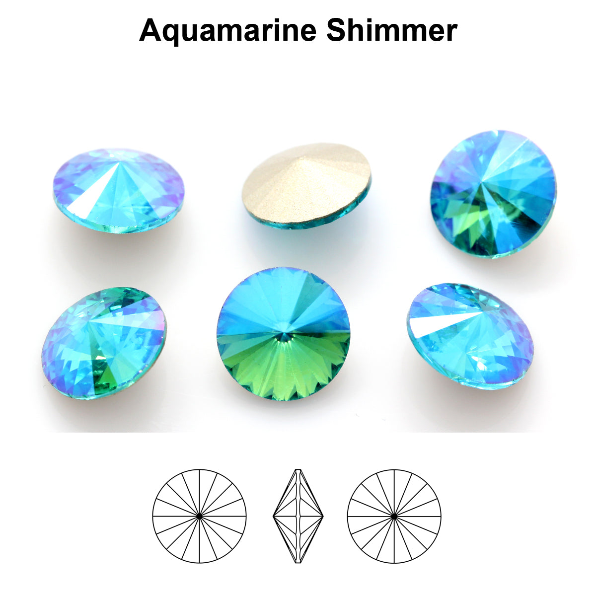 Aurea Crystals A1122 Rivoli - Aquamarine Shimmer 14mm 1 styck