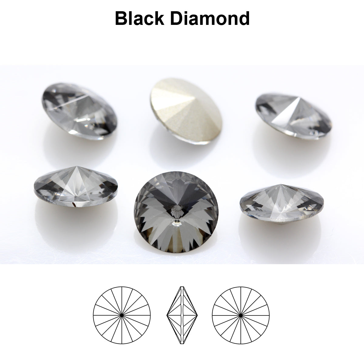Aurea Crystals A1122 Rivoli - Black Diamond 18 mm, 1 styck